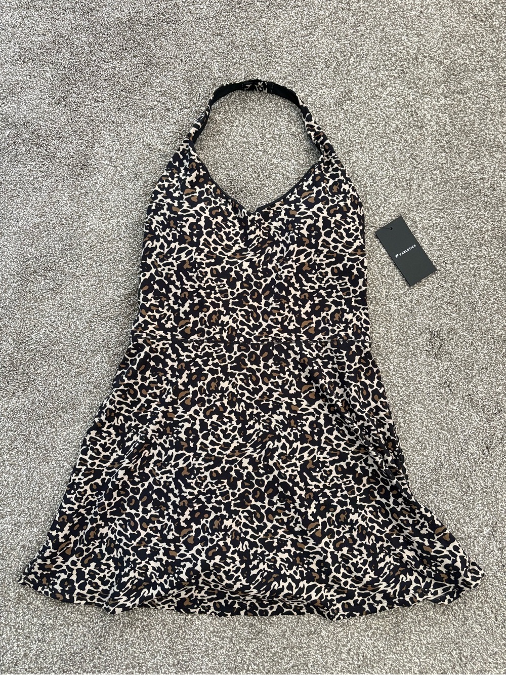 Fabletics Leopard Halter Mini Dress - Black & Brown